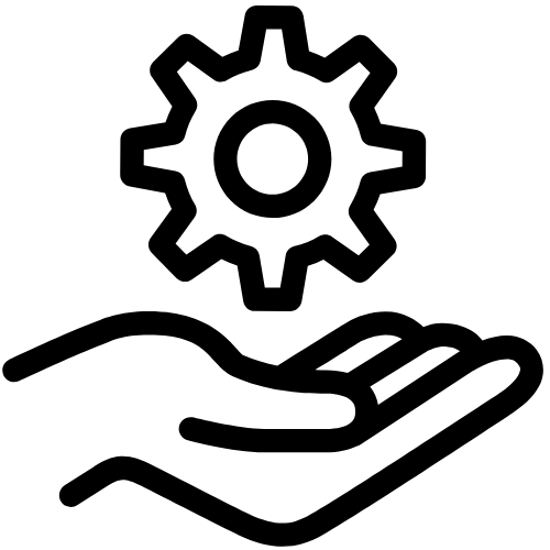 image of a cog wheel hovering over a hand